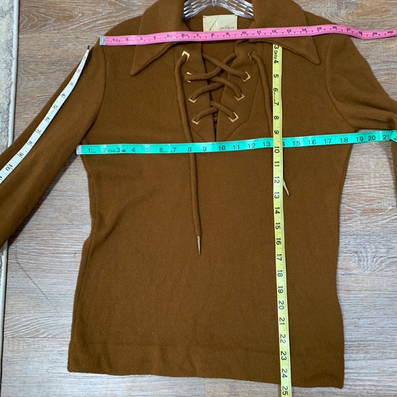 Men’s Vintage Hippie Shirt w/ big Lapels - Woodstock Era - Lace Up. - Picture 8 of 17